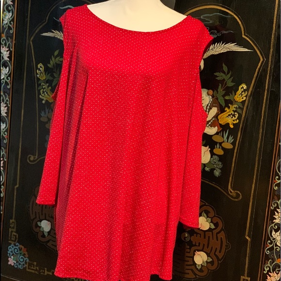 NWOT: Ruby Rd Red Open Shoulder Top - Picture 4 of 7
